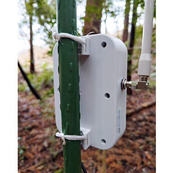 端末背面部には結束バンド（付属品）や紐などを通すための穴が空いている