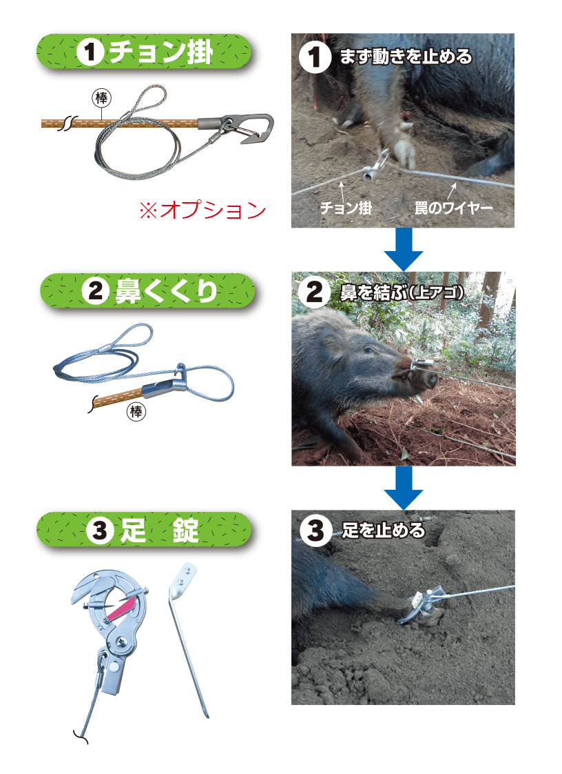 保定具二点セット（鼻くくり+新型足錠）